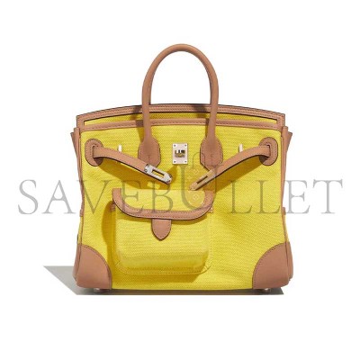 HERMÈS MASTER BIRKIN CARGO 25 TOILE SWIFT JAUNE CITRON CHAI (25*20*13cm)